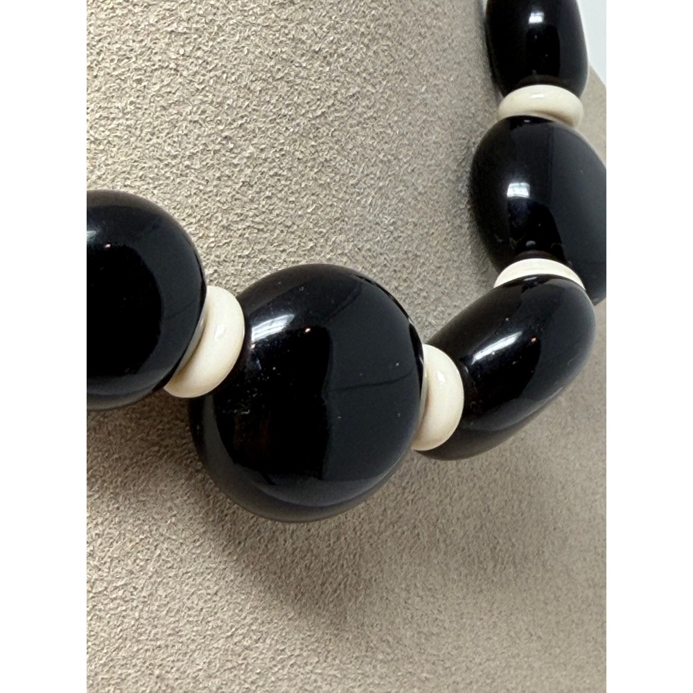 Vintage Bold Chunky Black Bead Statement Necklace Women OS Mob Wife Mod - Picture 4 of 8